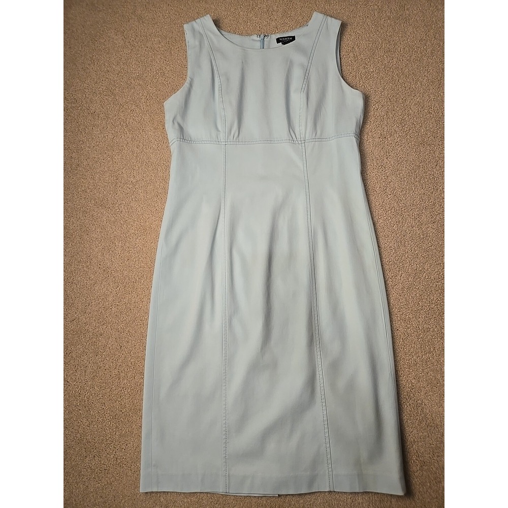 Worth New York Womens Light Blue Lined Sleeveless‎ Sheath Knee Length Dress sz 6